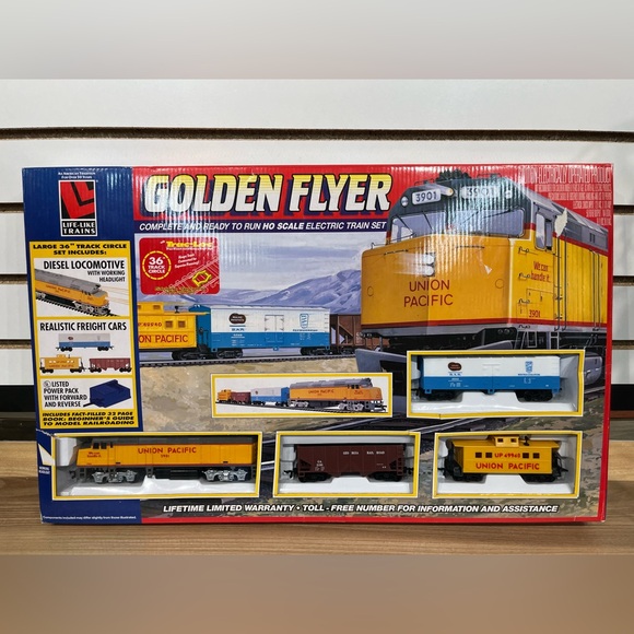 LifeLike Trains Toys Life Like Trains Golden Flyer Train Set Nib
